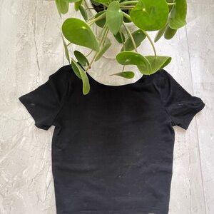 Aritzia Wilfred cropped Black Women's Top scoop back